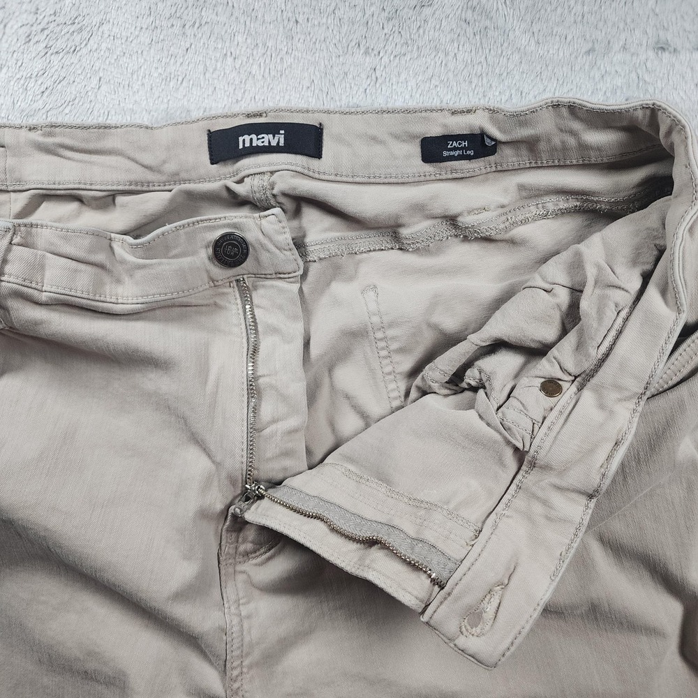 Mavi Pants Mens 36x28 Beige Chino Zach Straight Leg 5-Pocket Stretch Flat‎ Front - Picture 7 of 15